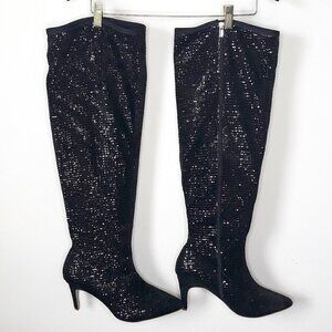 NWOT Eloquii Sequin Amelia Over the Knee Black Heeled Boots 12W